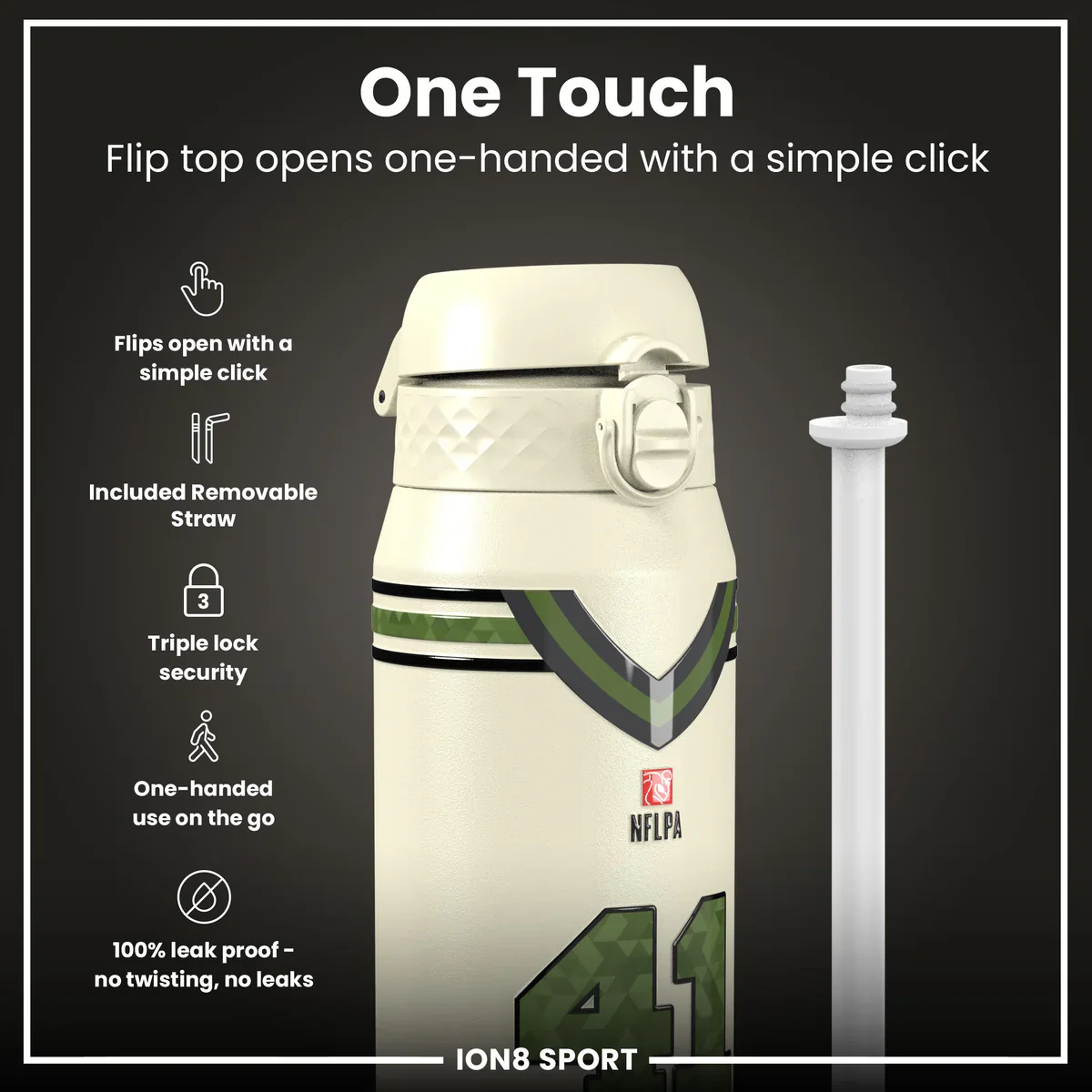 NFL x ION8 - Alvin Kamara Insulated Water Bottle - 750ml - Image 3