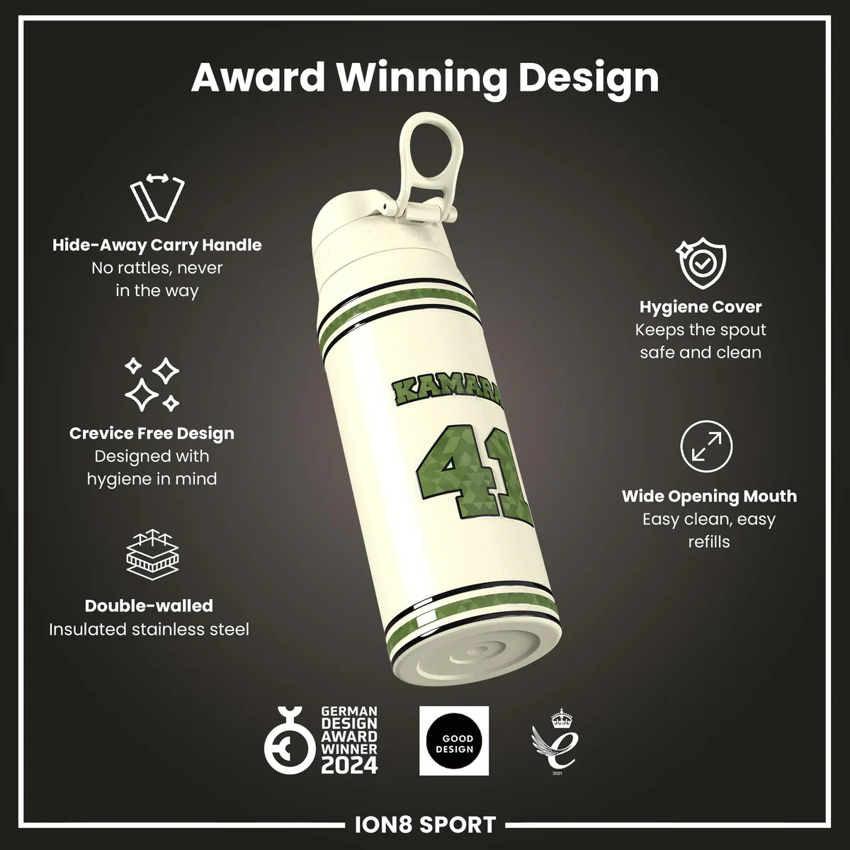 NFL x ION8 - Alvin Kamara Insulated Water Bottle - 750ml - Image 6