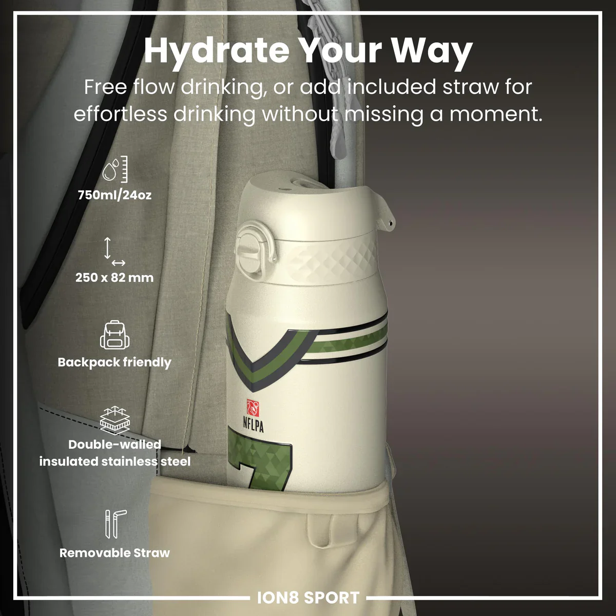 NFL x ION8 - Bijan Robinson Insulated Water Bottle - 750ml - Image 2