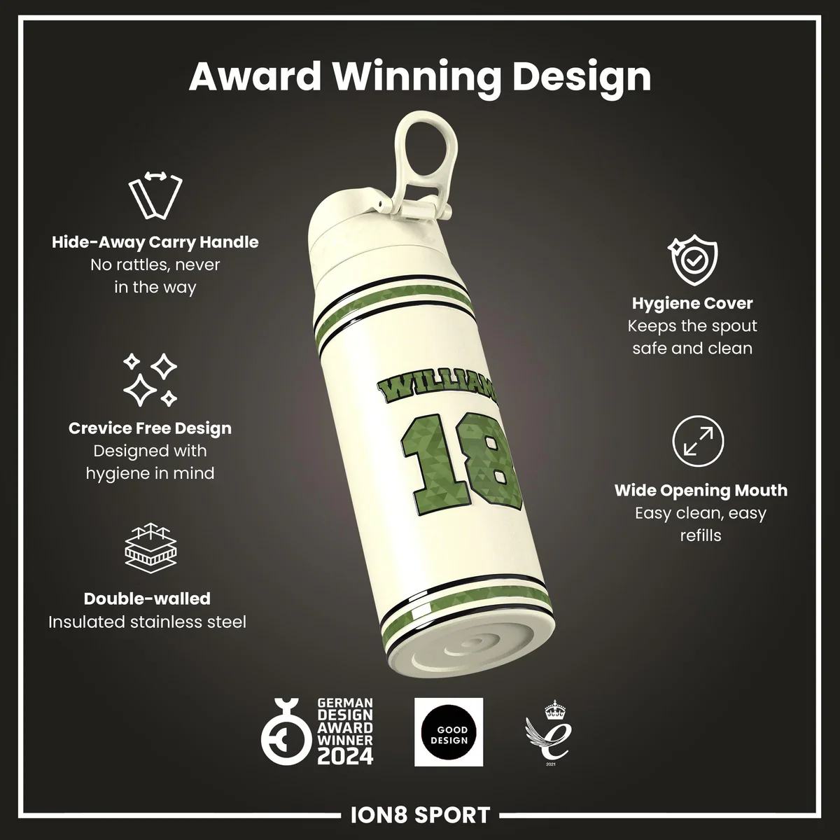 NFL x ION8 - Caleb Williams Insulated Water Bottle - 750ml - Image 6