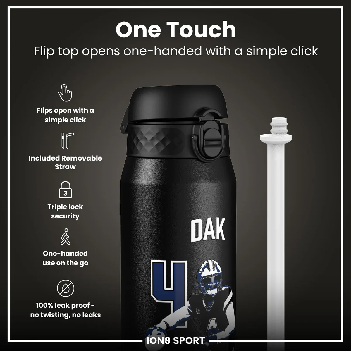 NFL x ION8 - Dak Prescott Insulated Water Bottle - 750ml - Image 3