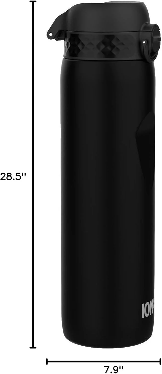 Ion8 Quench 1 Litre Water Bottle, Leak Proof, Flip Lid, Carry Handle, Rapid Liquid Flow, Dishwasher Safe, BPA Free, Soft Touch Contoured Grip, Ideal for Sports and Gym, Carbon Neutral, 32 oz, Black - Image 8