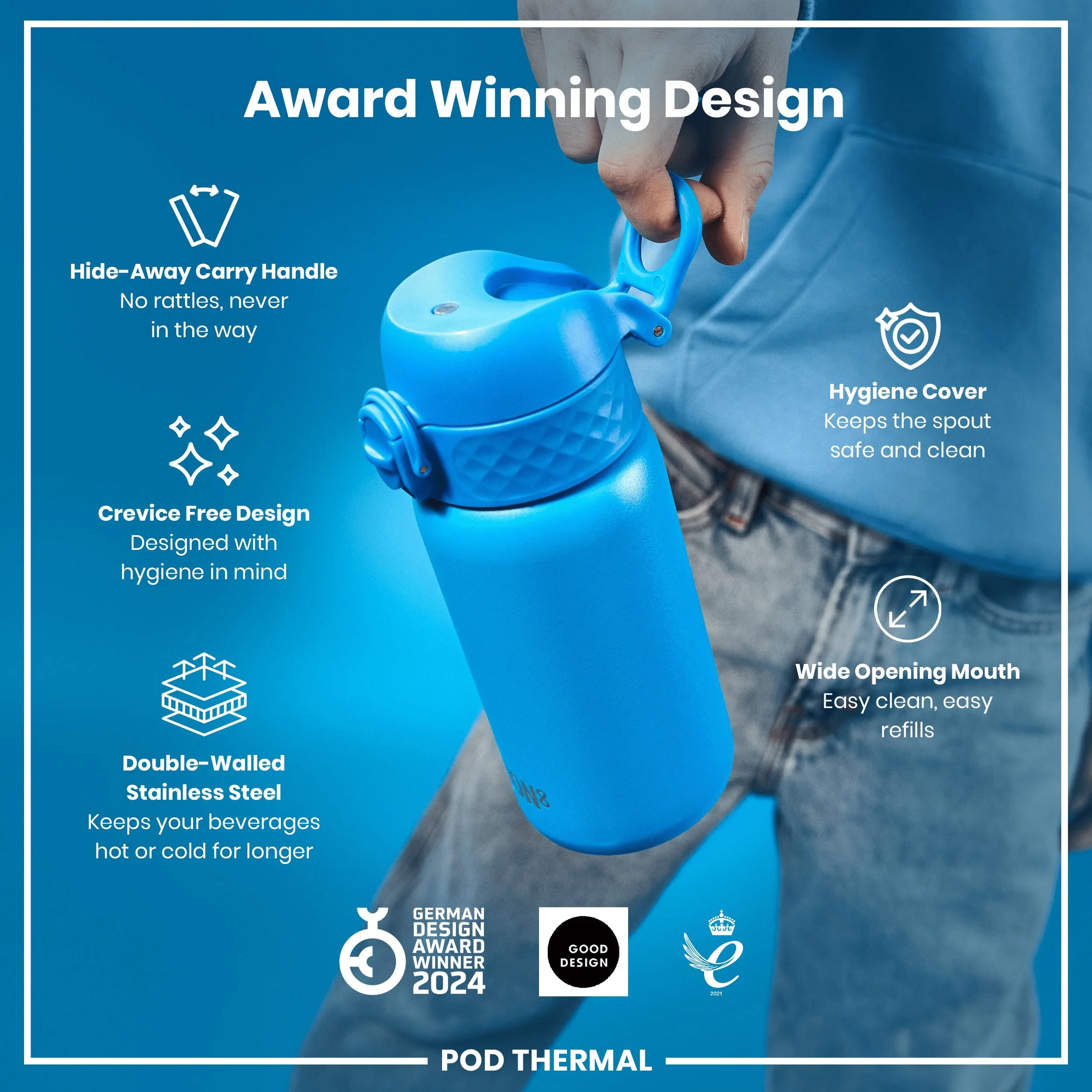 Pod Insulated Stainless Steel 11oz- Blue - Image 6