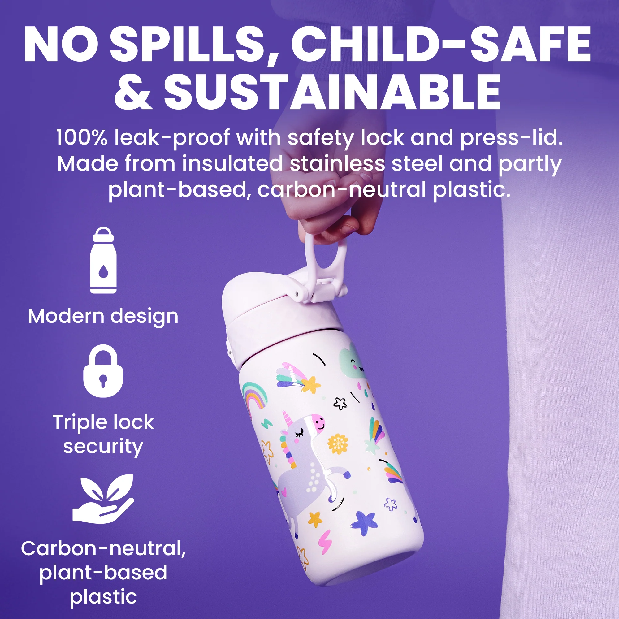 Pod Insulated Stainless Steel 11oz- Unicorns/White Bottle - Image 8