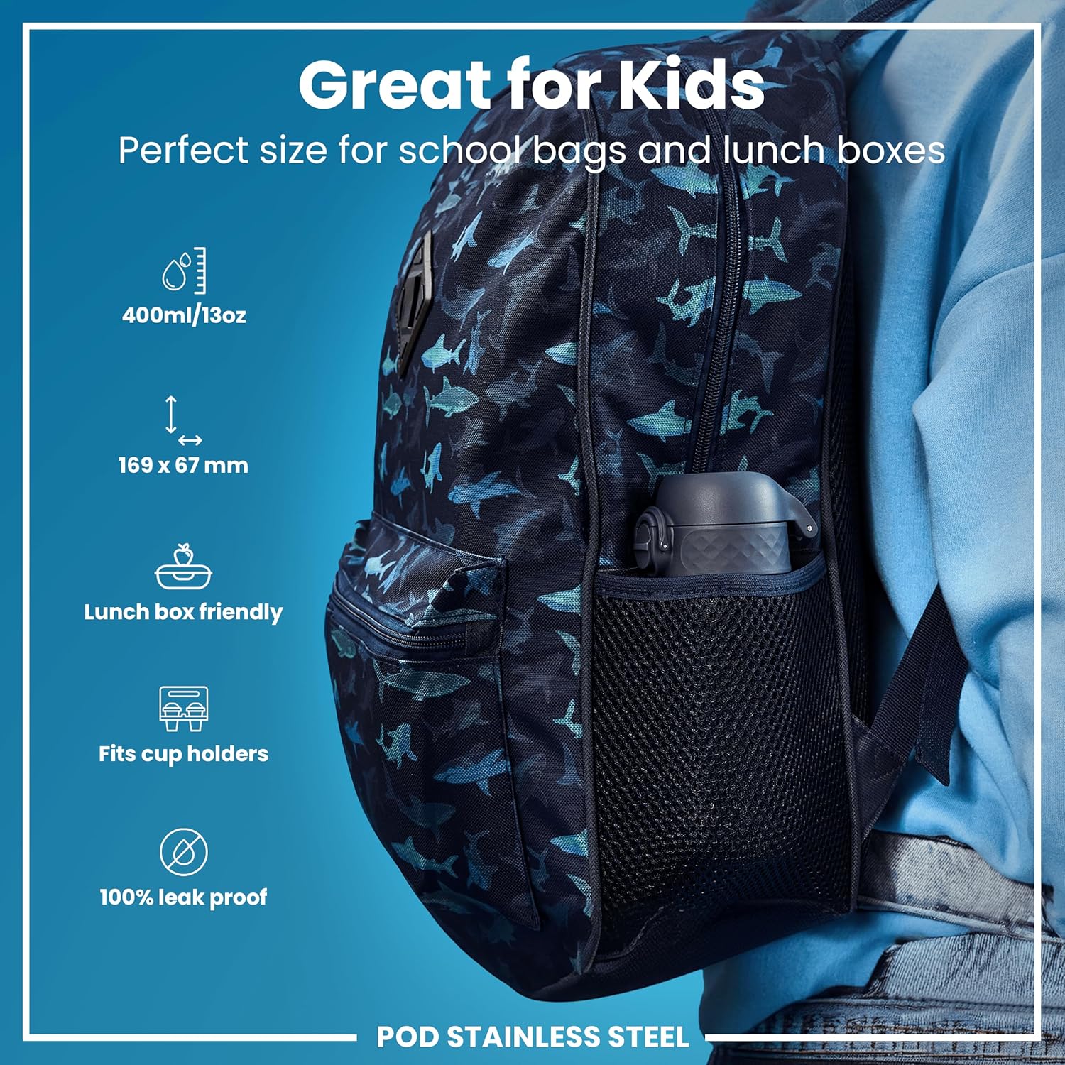 Insulated Stainless Steel Pod 13oz- Ash Navy - Image 4