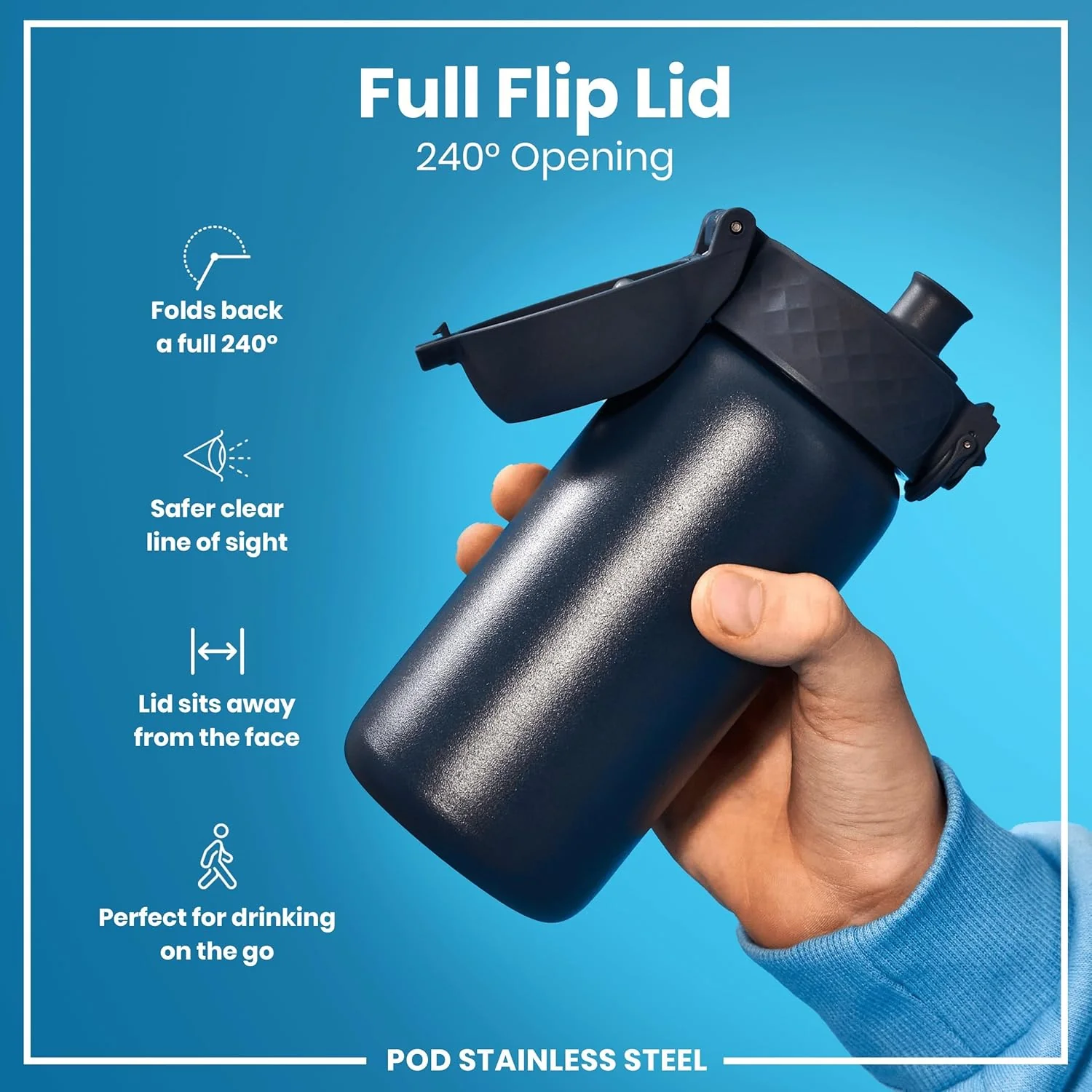 Insulated Stainless Steel Pod 13oz- Ash Navy - Image 6