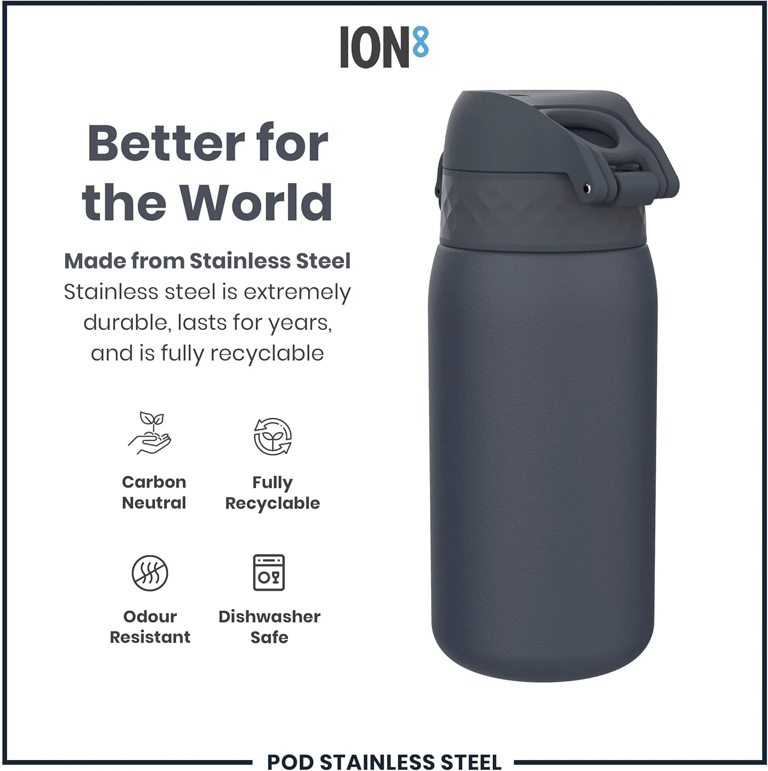 Insulated Stainless Steel Pod 13oz- Ash Navy - Image 7