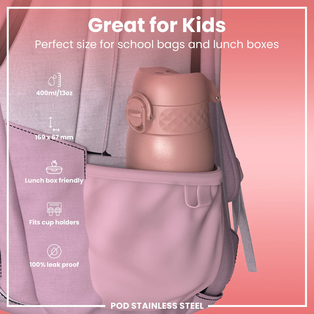 Insulated Stainless Steel 13oz Pod - Ash Rose Pink - Image 2