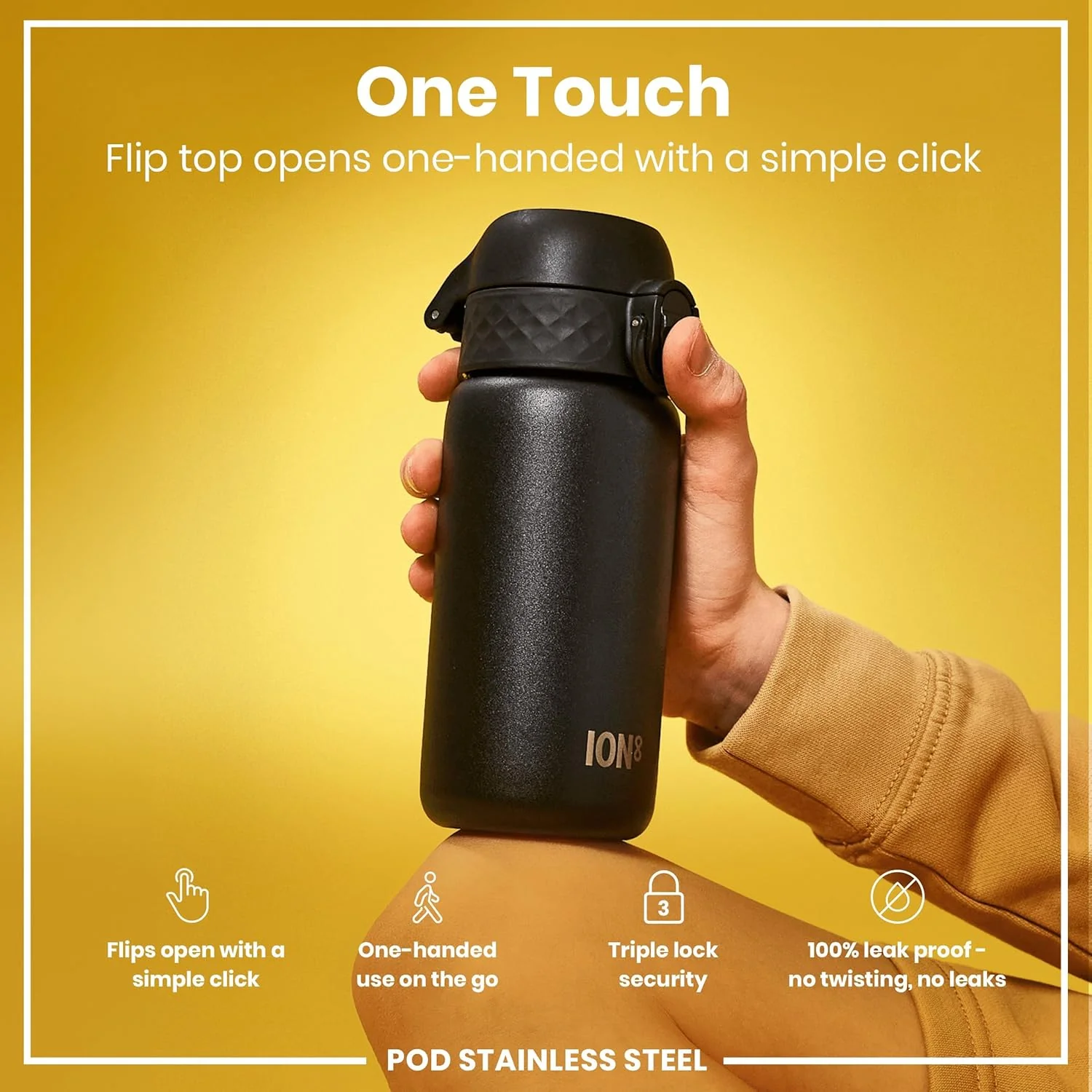 Insulated Stainless Steel Pod 13oz- Black - Image 4
