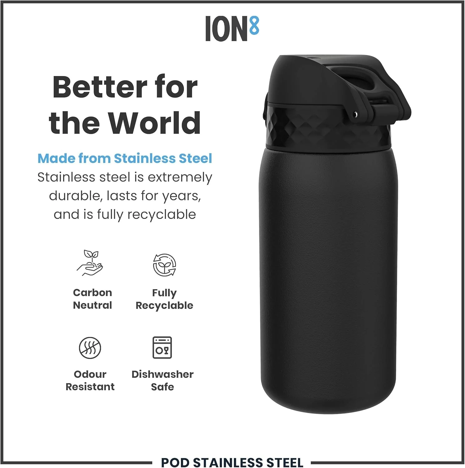 Insulated Stainless Steel Pod 13oz- Black - Image 6