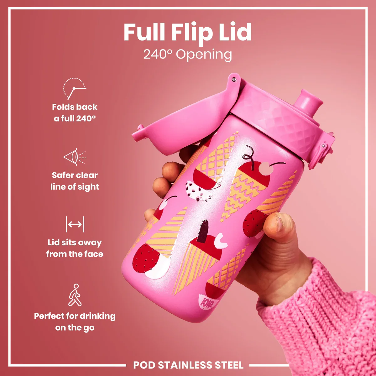 Insulated Stainless Steel Pod 13oz- Pink Ice Cream - Image 4
