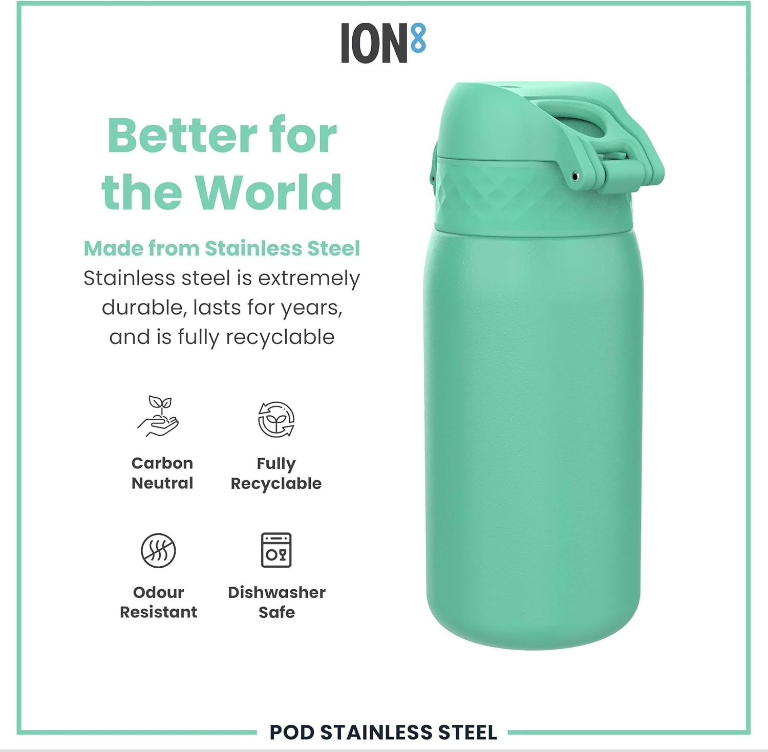Insulated Stainless Steel 13oz Pod - Teal Green - Image 6