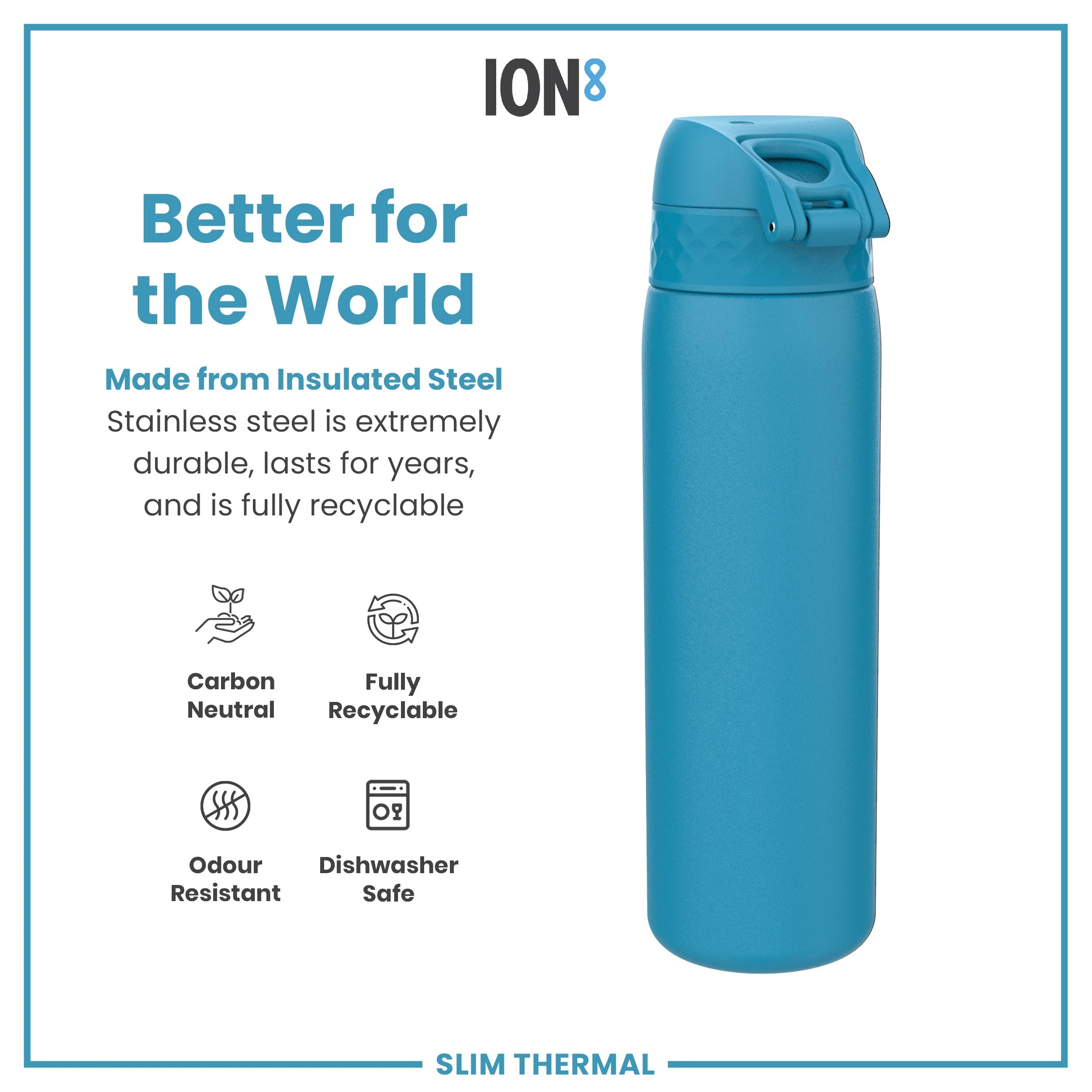 Insulated Stainless Slim Steel 17oz- Blue - Image 3