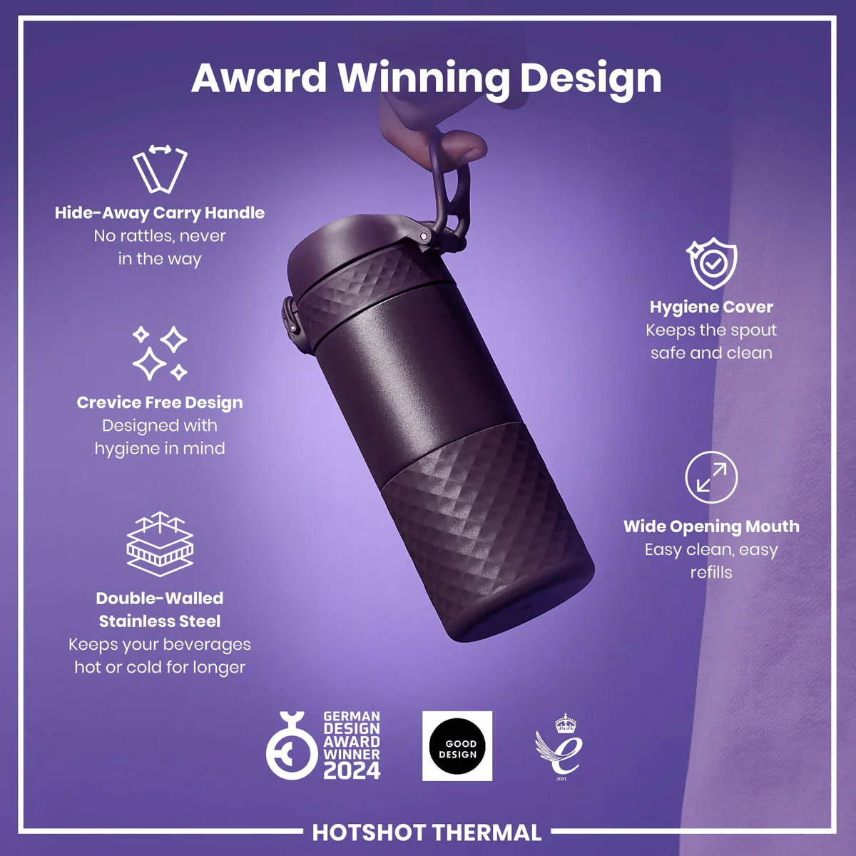 Insulated Stainless Steel Travel Mug 12oz- Blackberry - Image 5