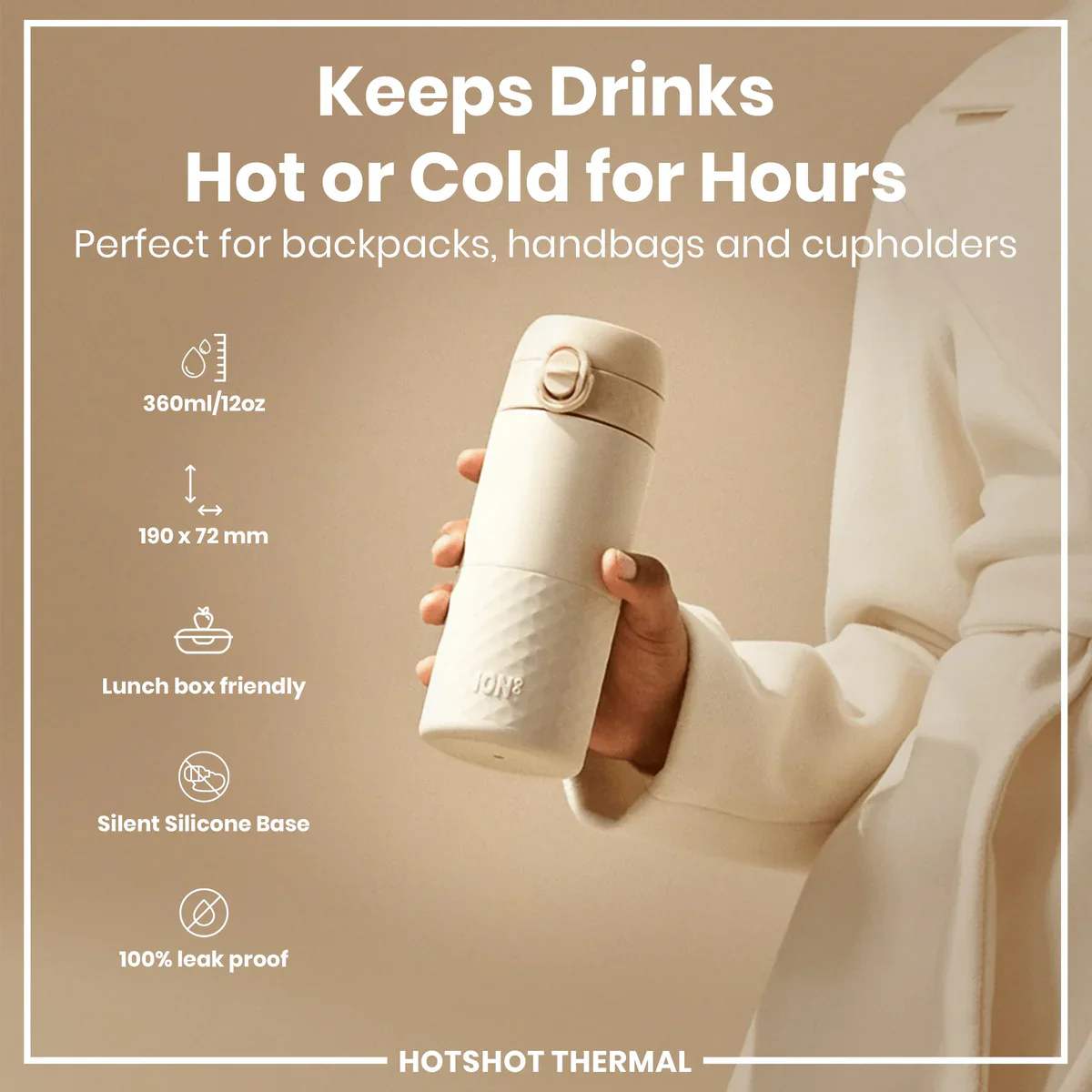Insulated Stainless Steel Travel Mug 12oz- Cream - Image 2