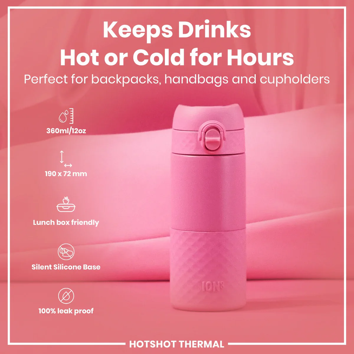 Insulated Stainless Steel Travel Mug 12oz- Rose Pink - Image 2