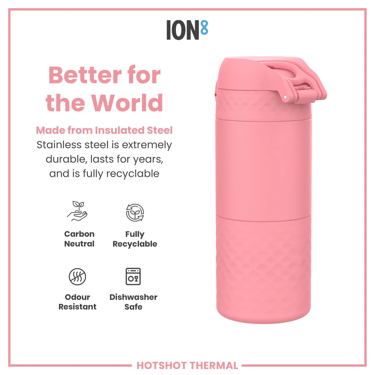 Insulated Stainless Steel Travel Mug 12oz- Rose Pink - Image 5