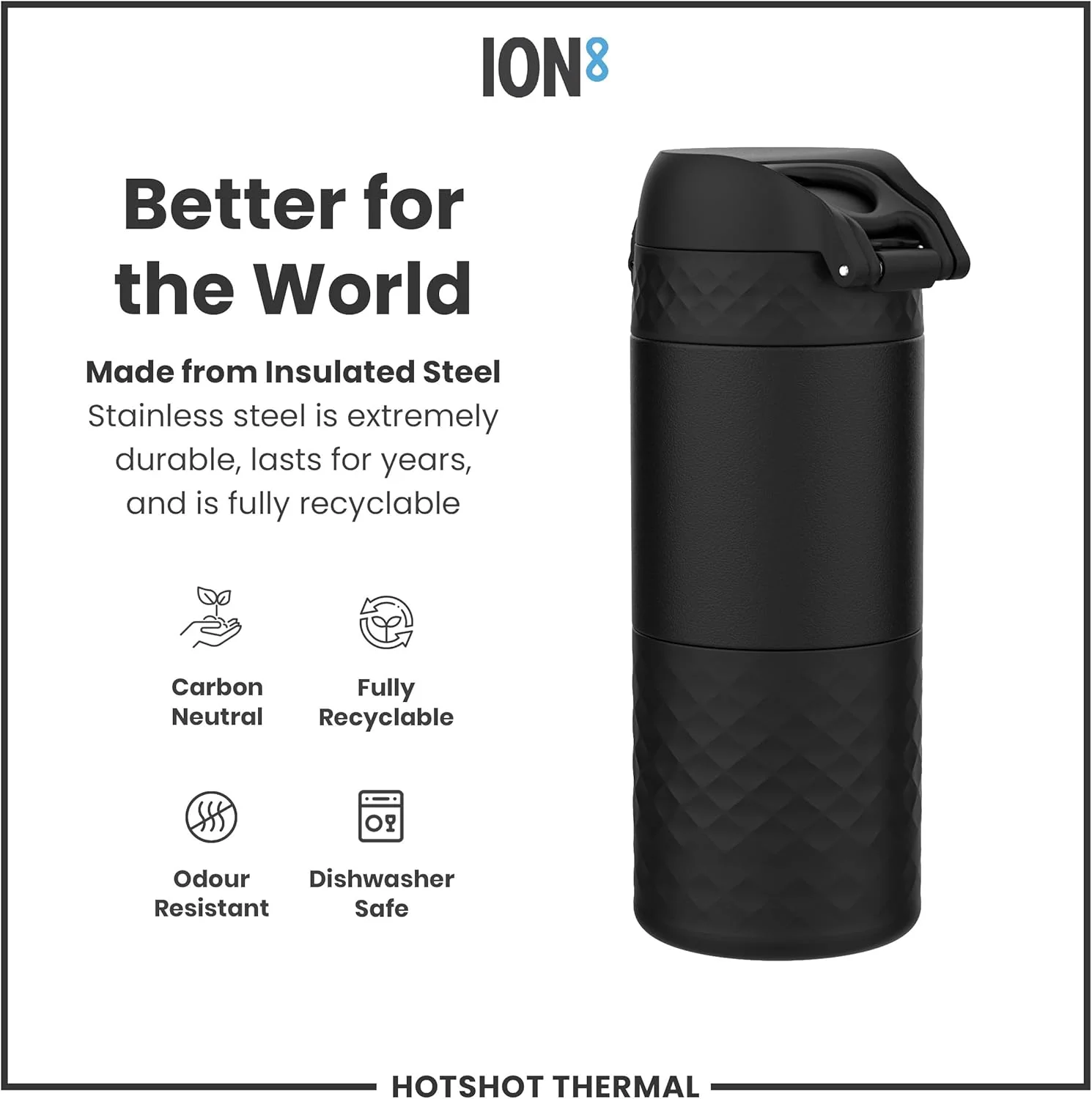 ION8 Insulated Travel Mug, 360 ml/12 oz, Leak Proof, Triple Lock Secure, Spill-Free in Transit, Hygienic Cover, Easy-to-Clean, Perfect On-The-Go, Black, Stainless Steel - Image 7