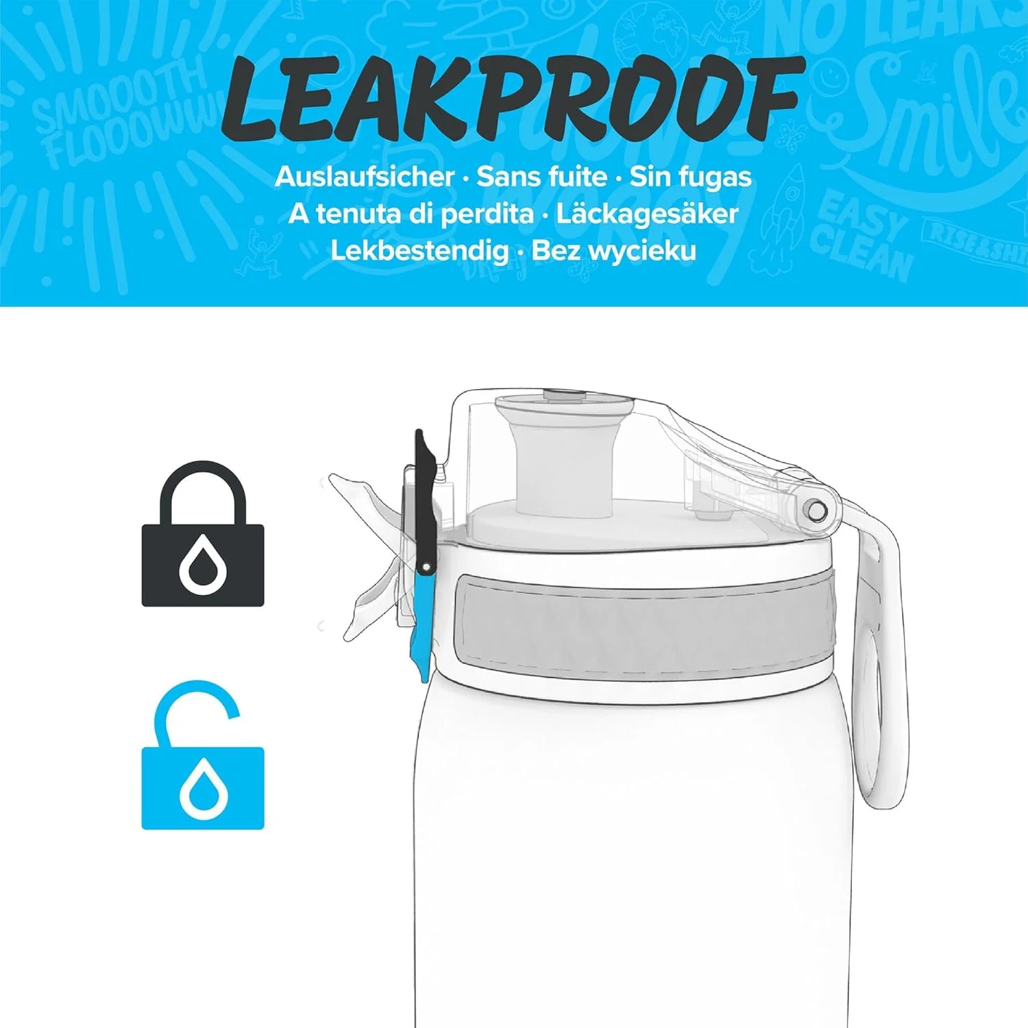 Leak Proof Kids Water Bottle, BPA Free, Dinosaurs, Pod 350ml (12oz) - Image 3