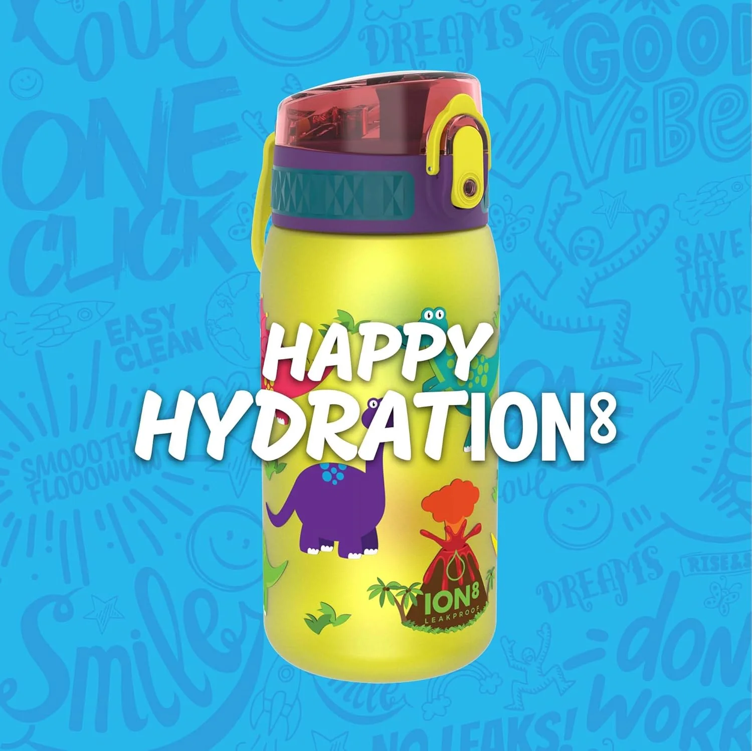 Leak Proof Kids Water Bottle, BPA Free, Dinosaurs, Pod 350ml (12oz) - Image 7
