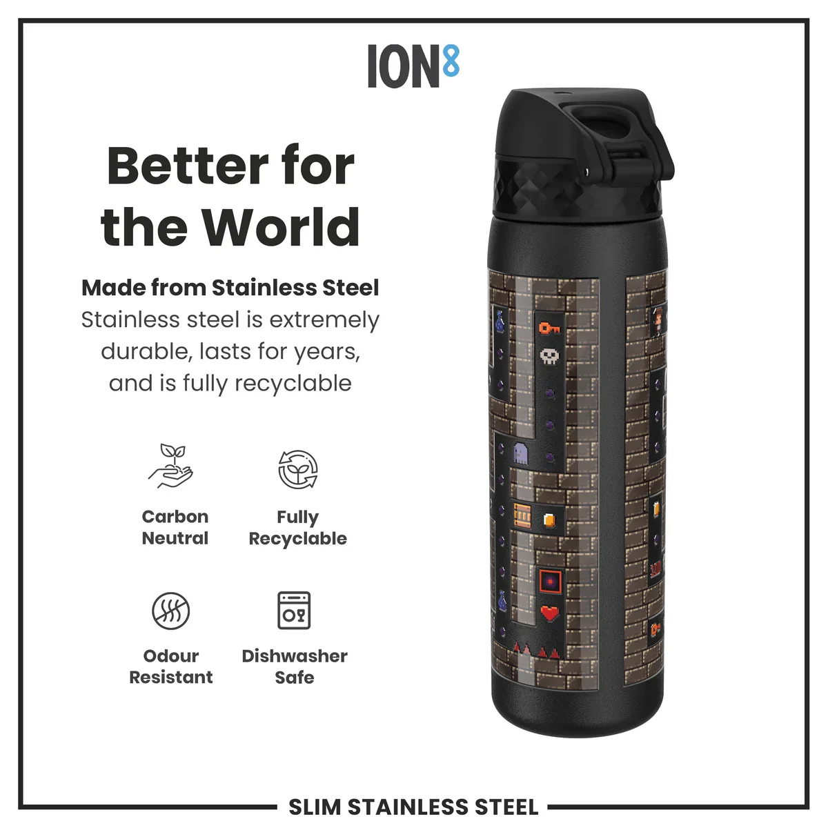 Leak Proof Slim Water Bottle Lightweight Stainless Steel 20oz- Gaming - Image 4