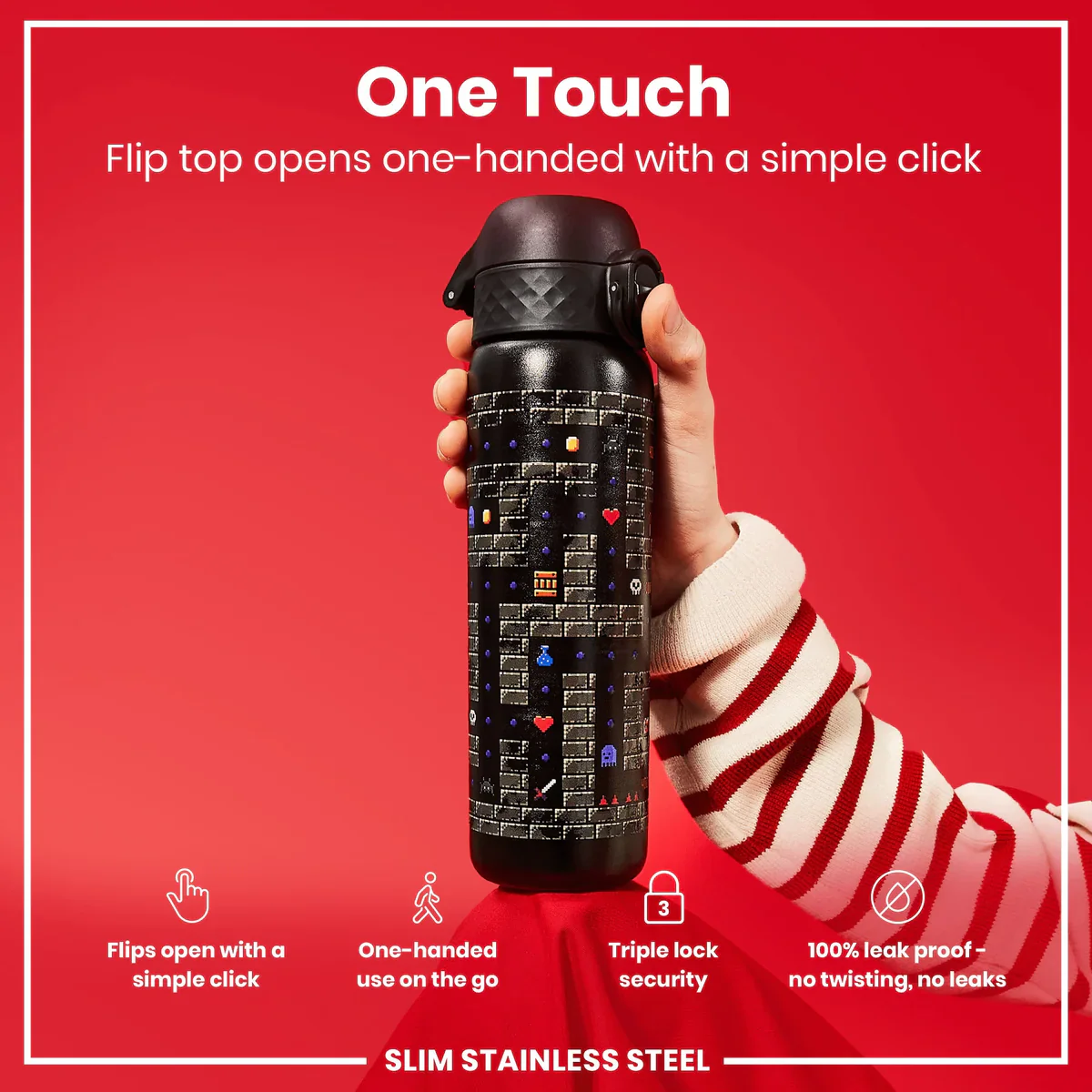 Leak Proof Slim Water Bottle Lightweight Stainless Steel 20oz- Gaming - Image 7