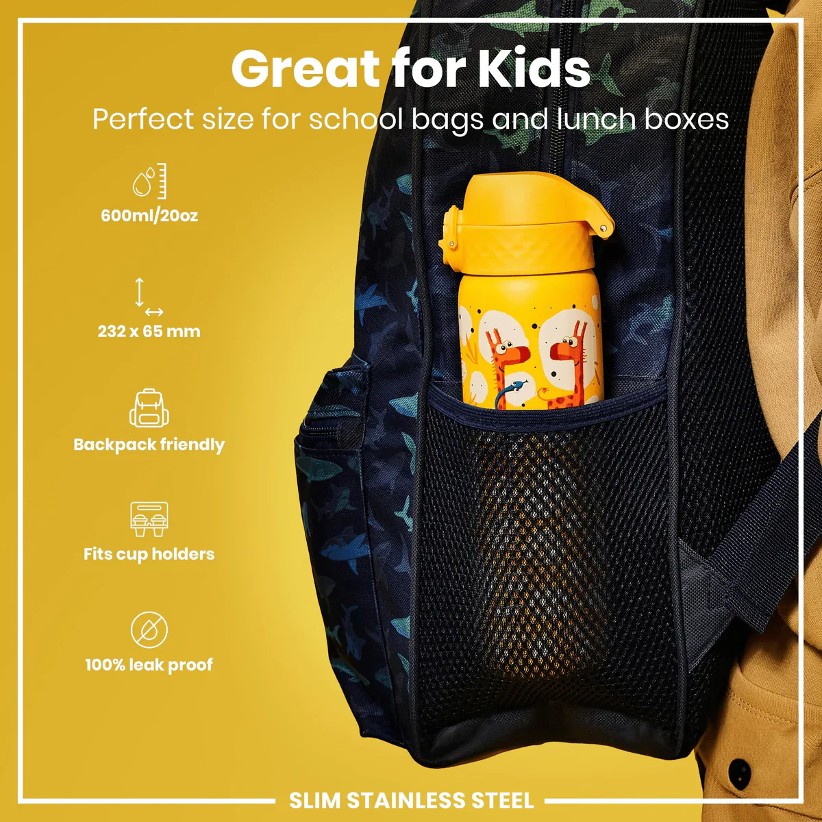 Slim Lightweight Stainless Steel 20oz- Giraffes - Image 2