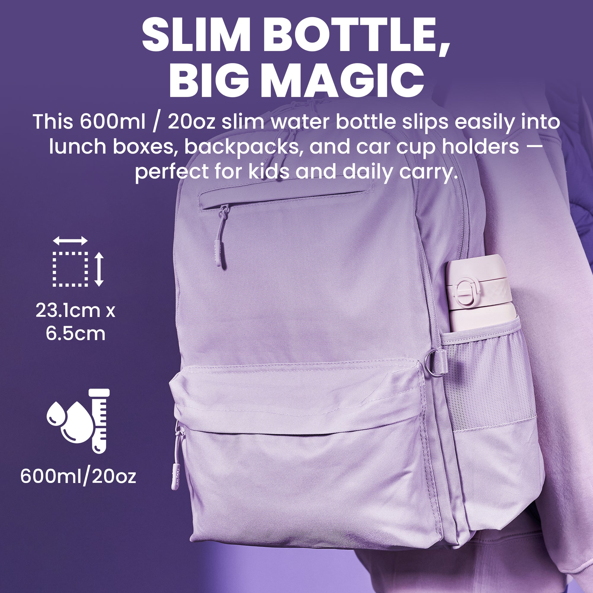 Slim Lightweight Stainless Steel 20oz- Lilac Dusk - Image 10