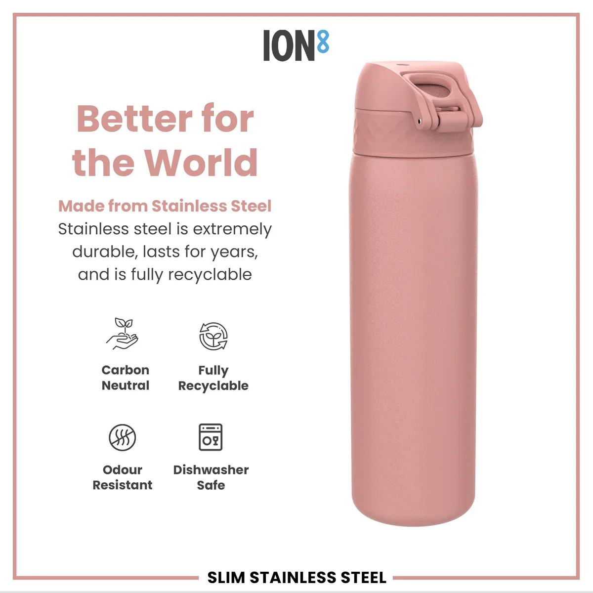 Leak Proof Lightweight Stainless Steel 20oz- Rose Pink - Image 5