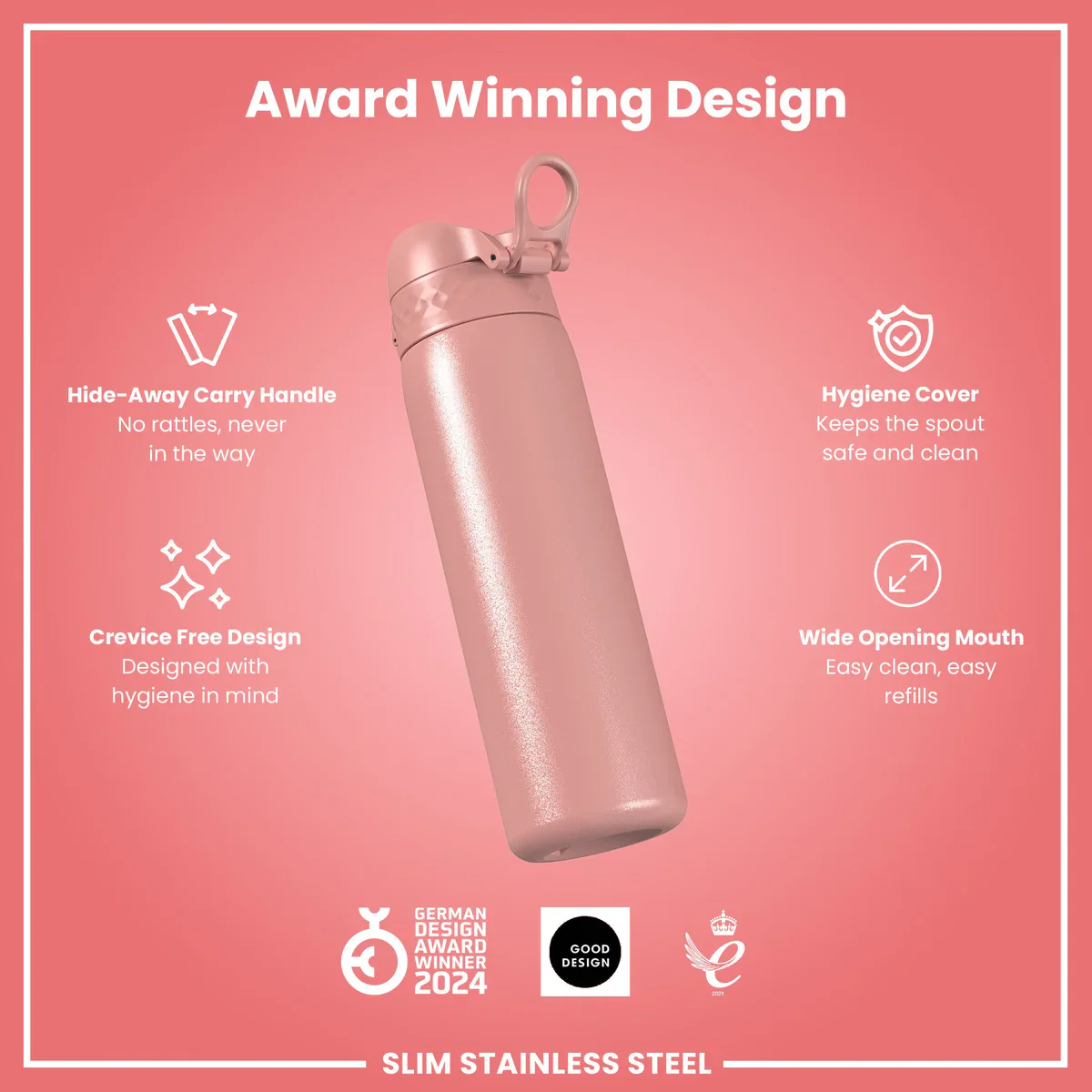 Leak Proof Lightweight Stainless Steel 20oz- Rose Pink - Image 6