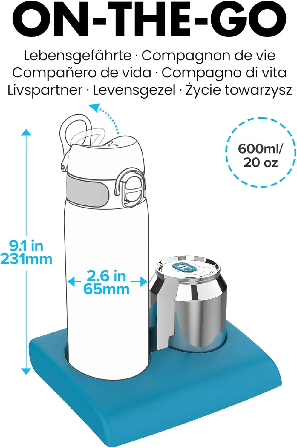 Leak Proof Slim Lightweight Stainless Steel 20oz- Whales - Image 5
