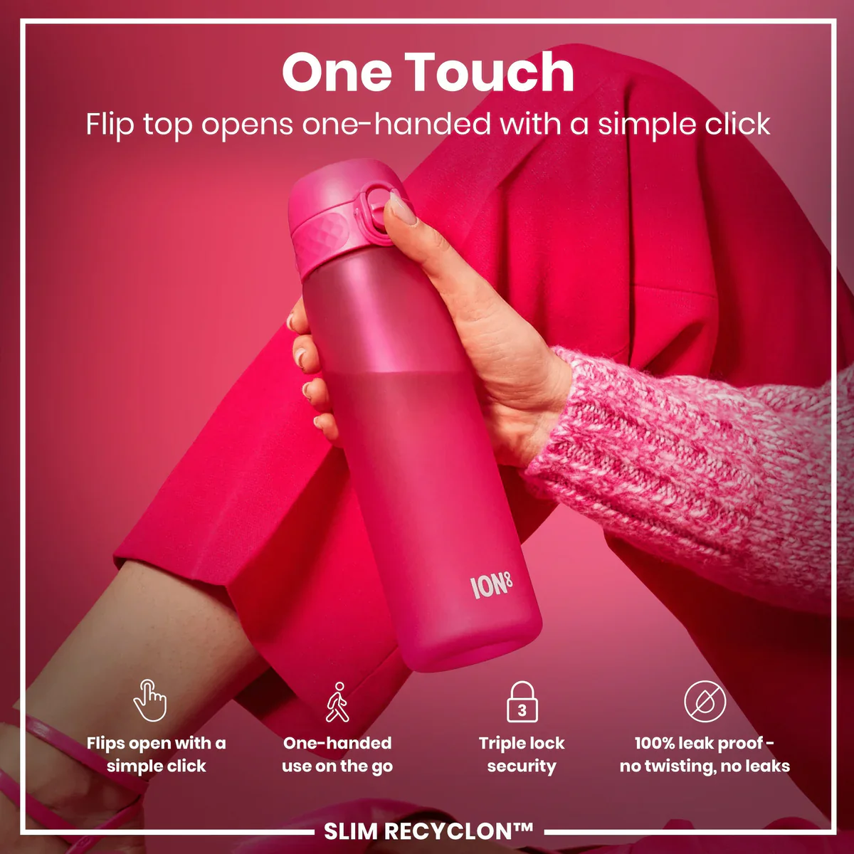 Slim Recyclon 18oz- Hot Pink - Image 3