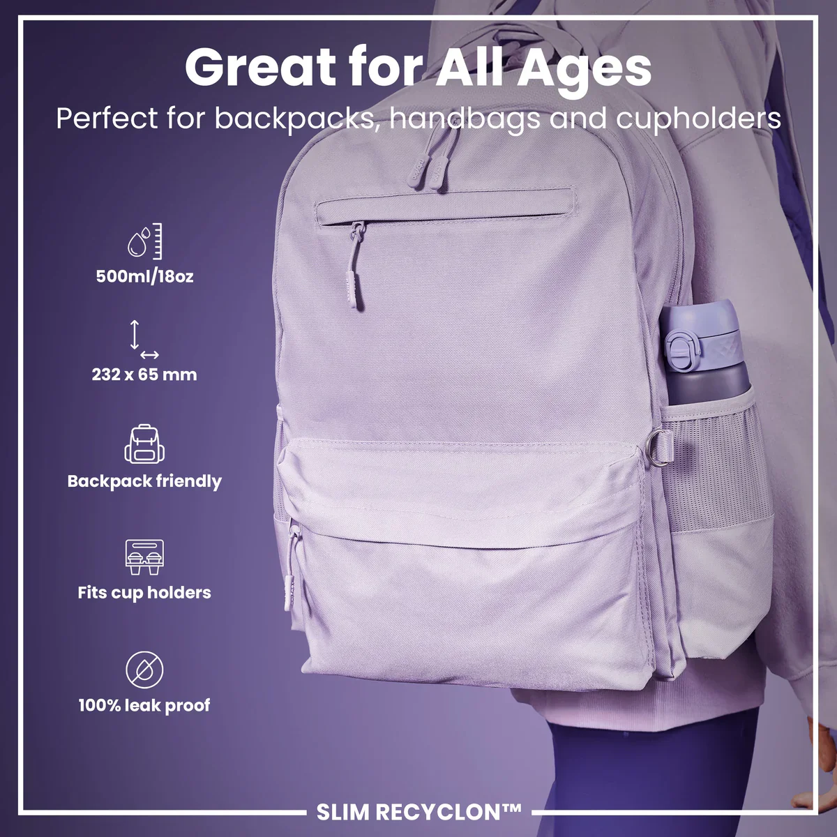 Slim Recyclon 18oz- Light Purple - Image 7