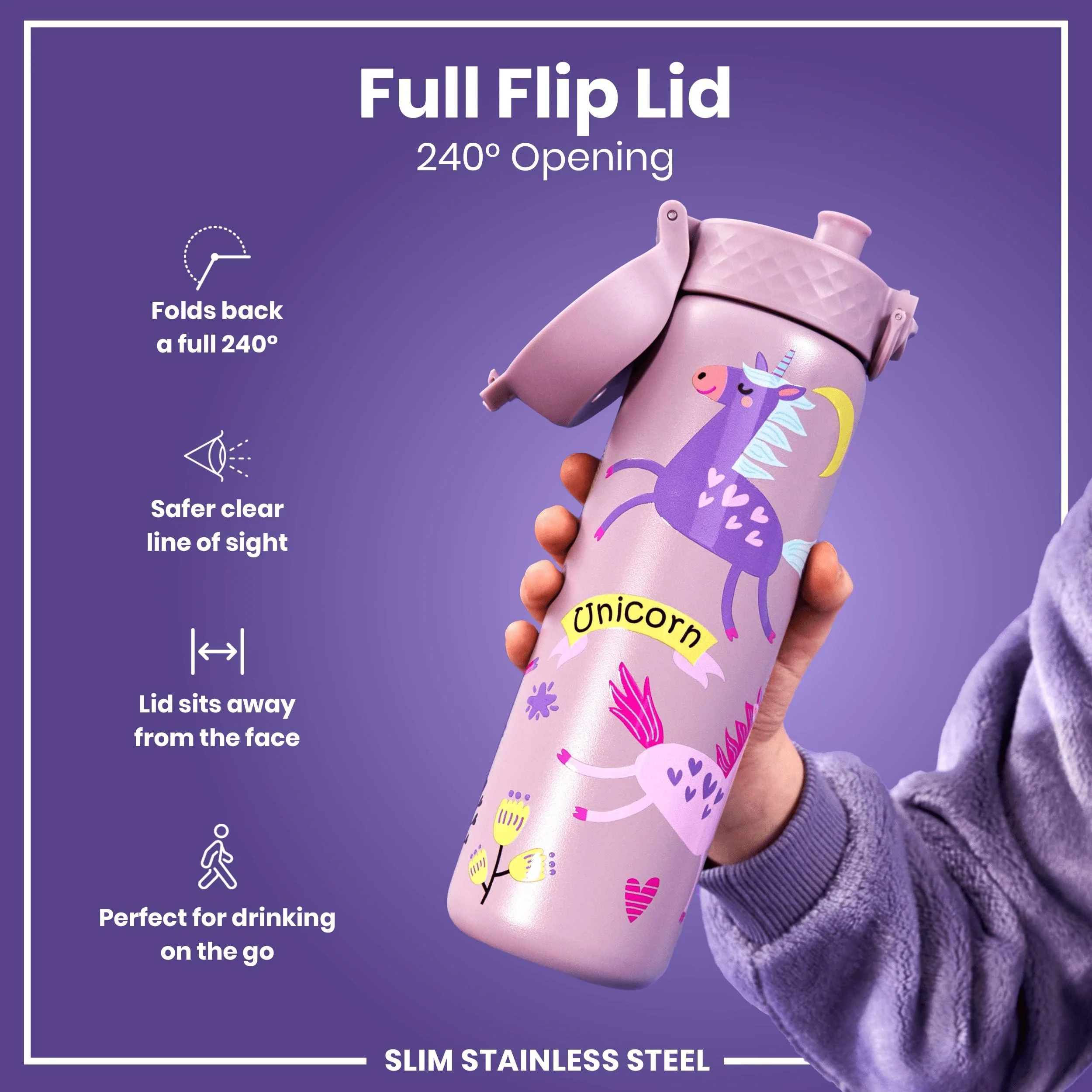 Slim Recyclon 18oz- Pink Unicorns - Image 4
