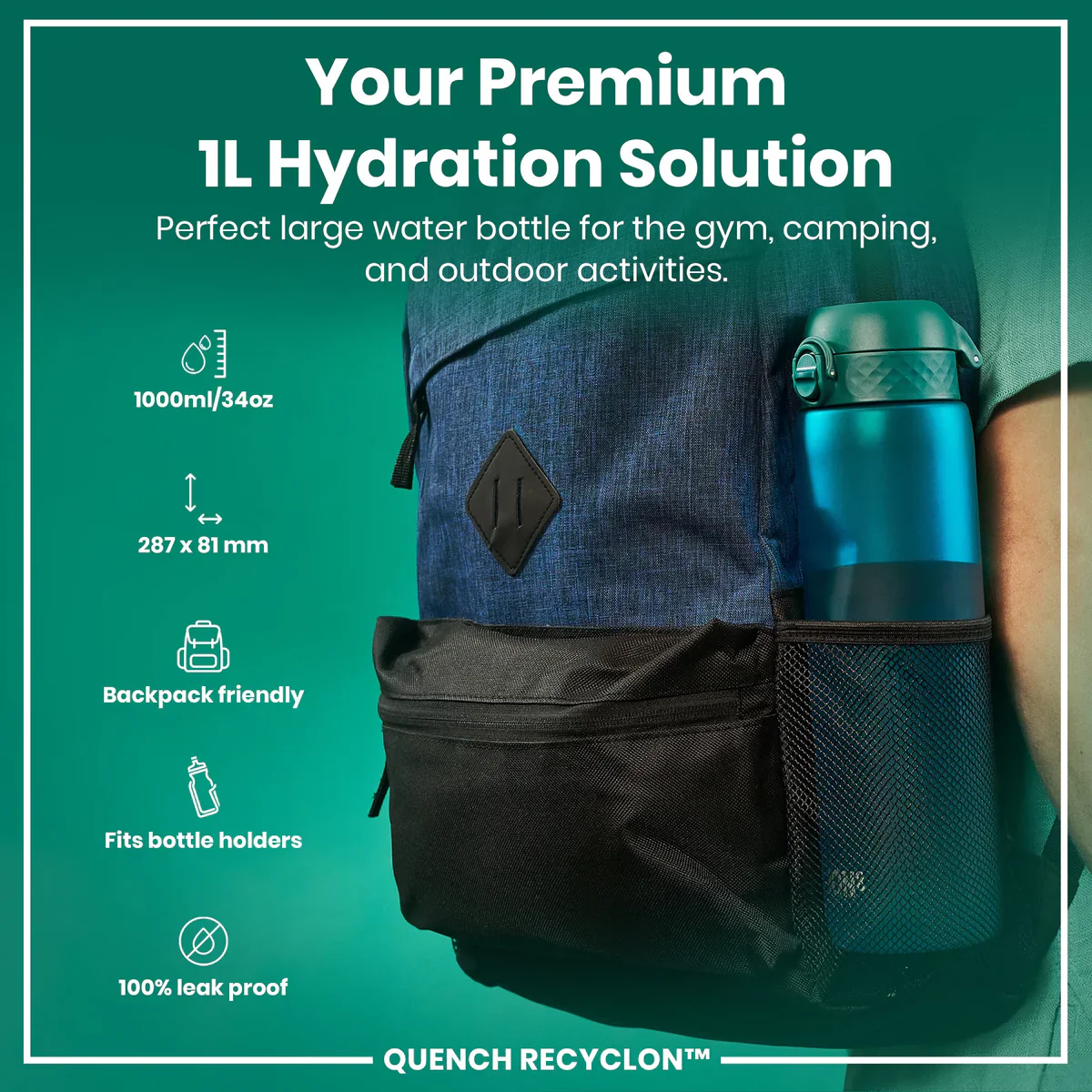 Quench Recyclon 34oz- Aqua Blue - Image 2