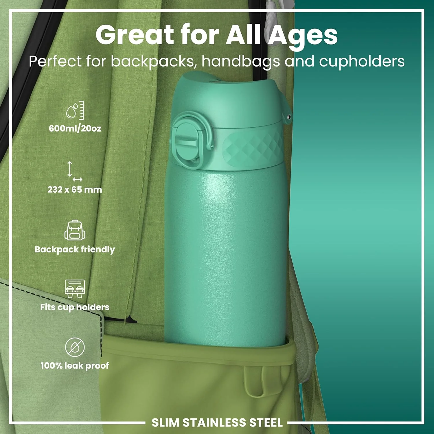 Lightweight Stainless Steel 20oz- Teal Green - Image 2