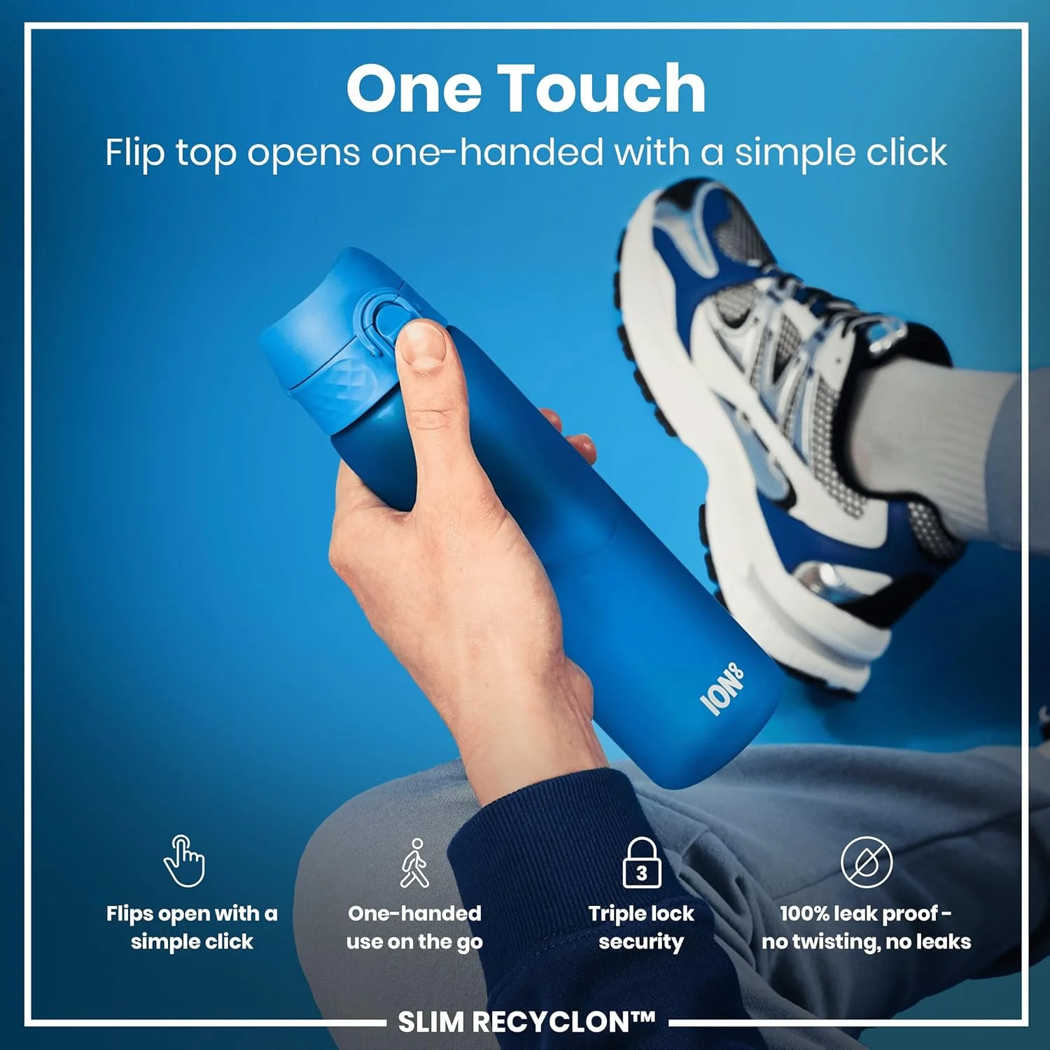 Slim Recyclon Water Bottle 500 ml/18 oz Blue - Image 3