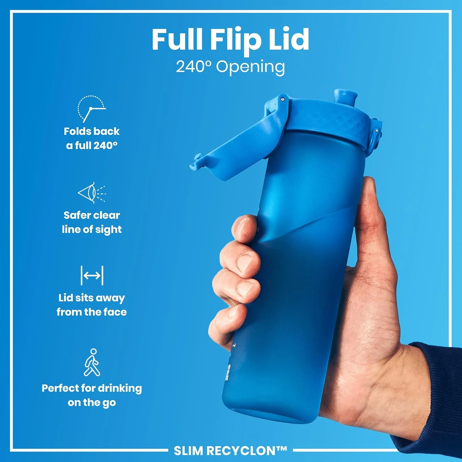 Slim Recyclon Water Bottle 500 ml/18 oz Blue - Image 4