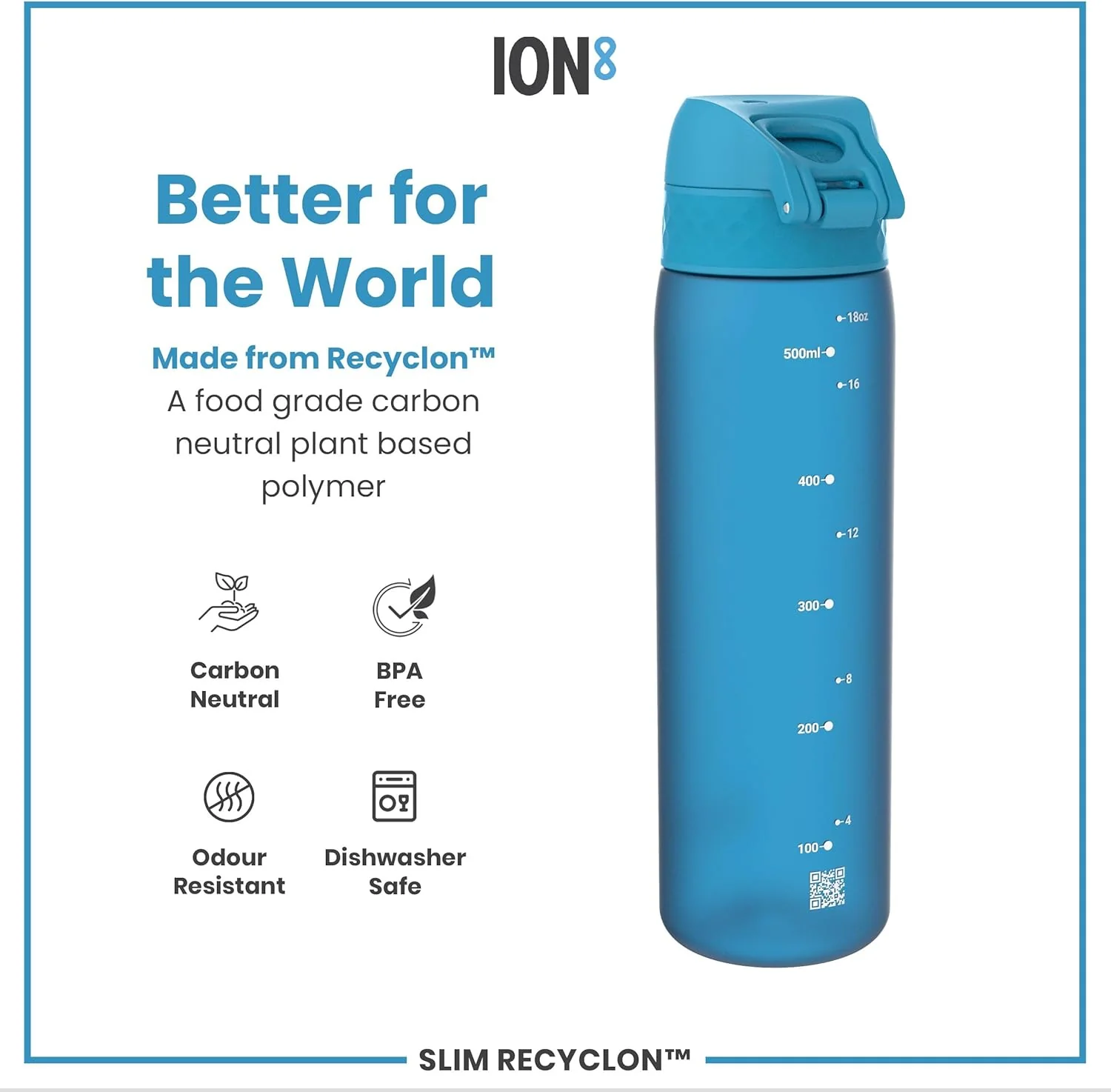 Slim Recyclon Water Bottle 500 ml/18 oz Blue - Image 5