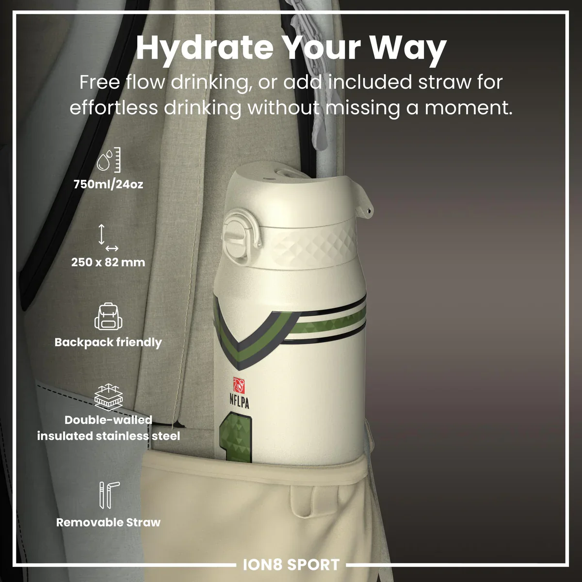 NFL x ION8 - Jalen Hurts Insulated Water Bottle - 750ml - Image 2