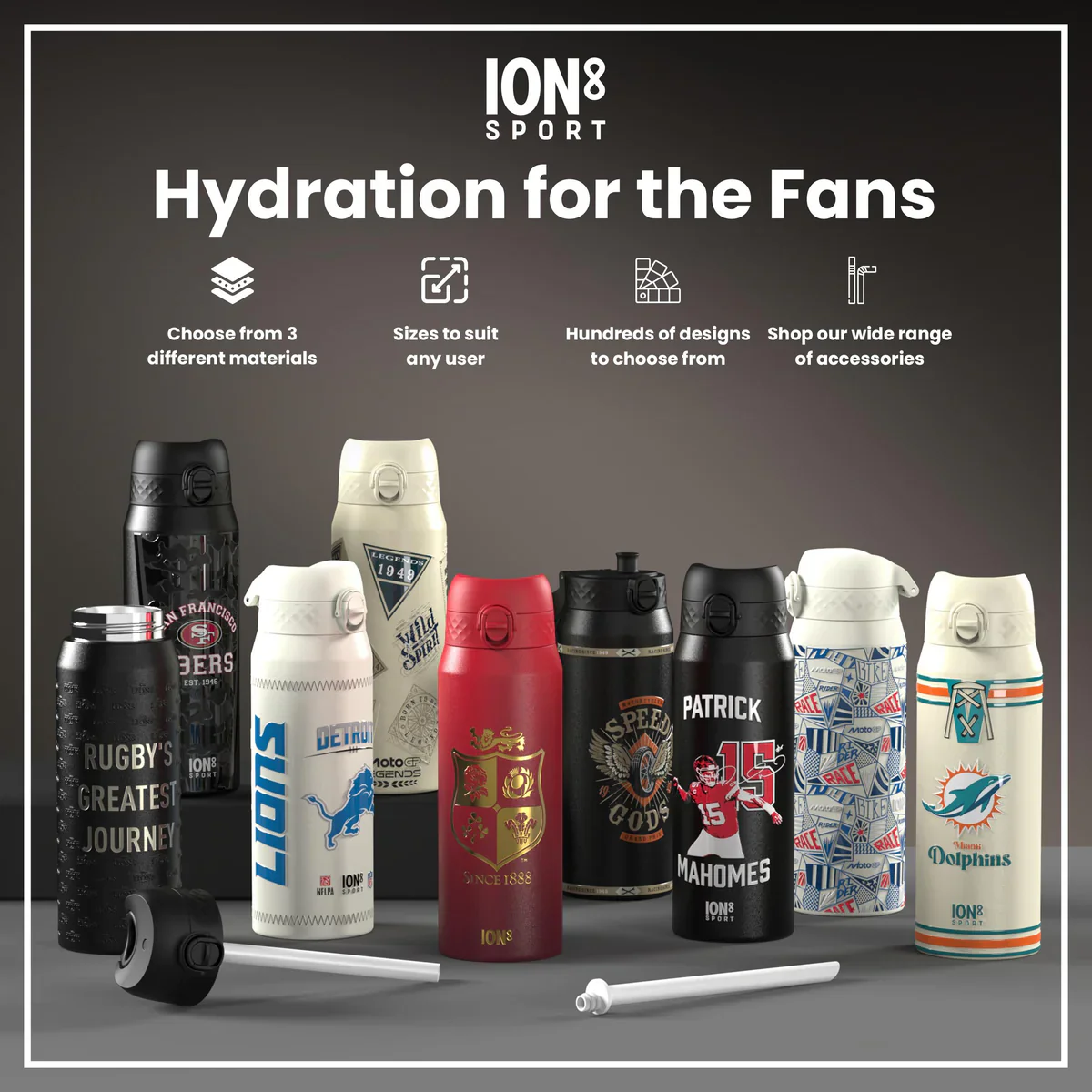 NFL x ION8 - Jared Goff Insulated Water Bottle - 750ml - Image 7