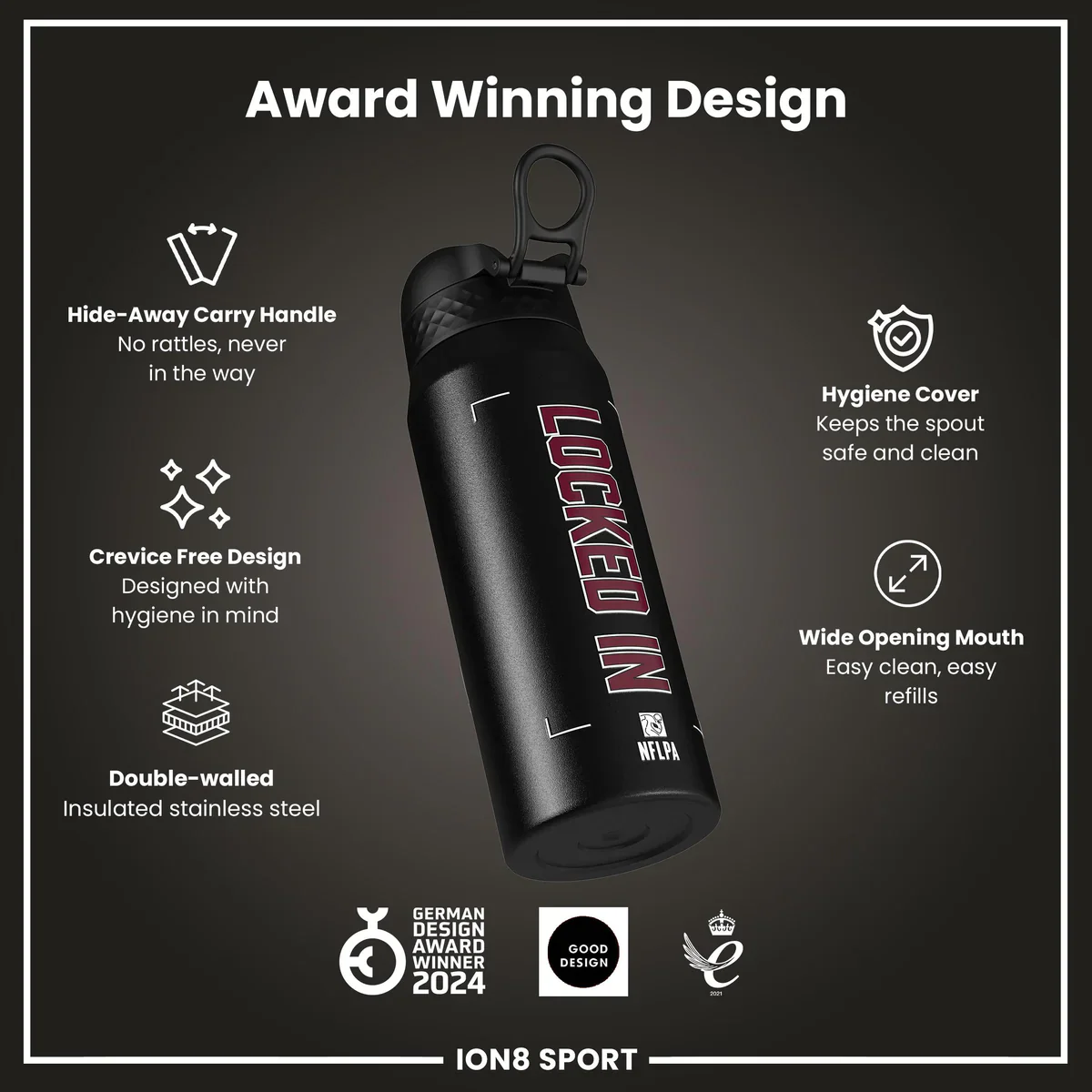 NFL x ION8 - Jayden Daniels Insulated Water Bottle - 750ml - Image 6