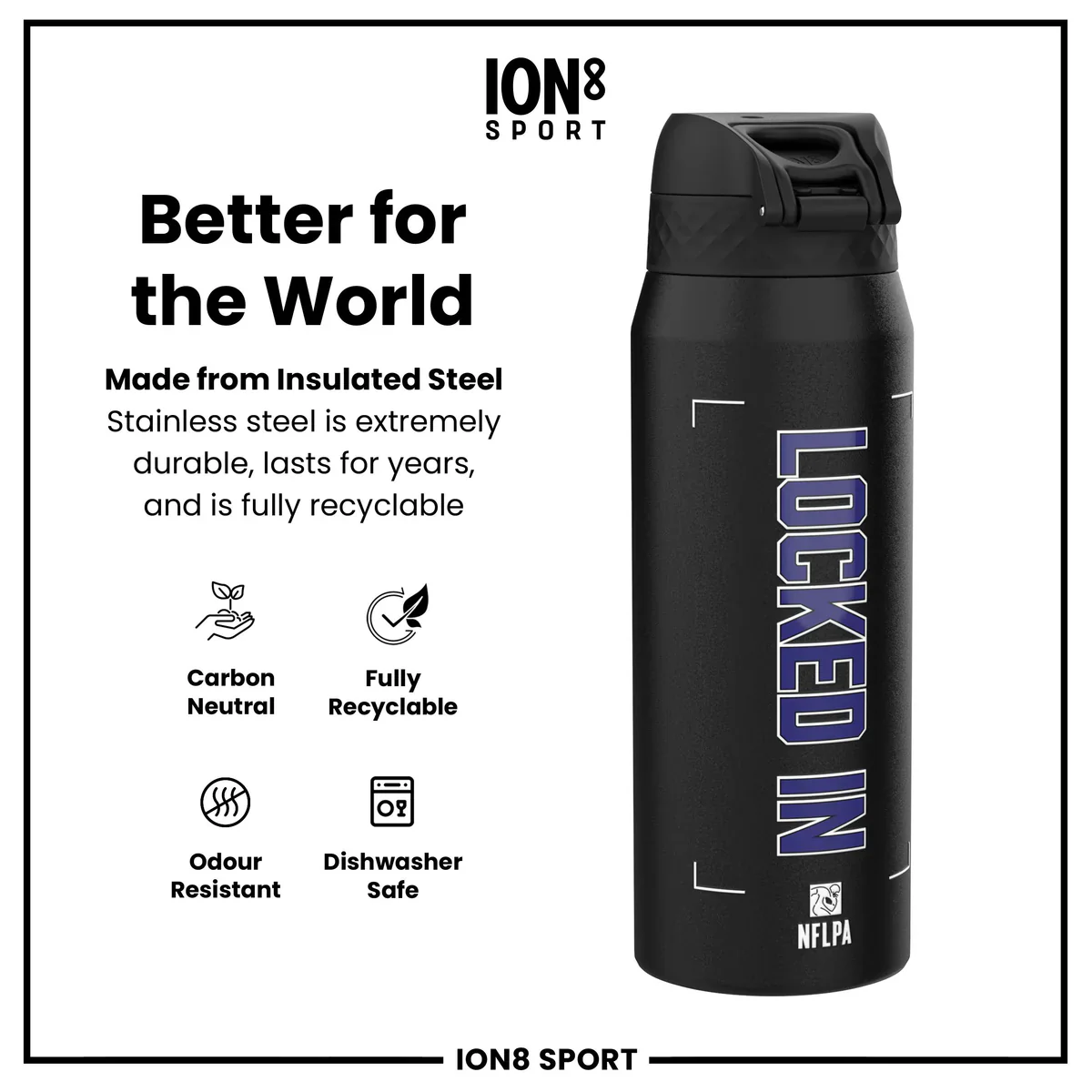 NFL x ION8 - Lamar Jackson Insulated Water Bottle - 750ml - Image 5