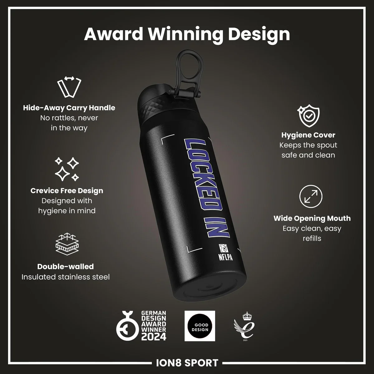 NFL x ION8 - Lamar Jackson Insulated Water Bottle - 750ml - Image 6