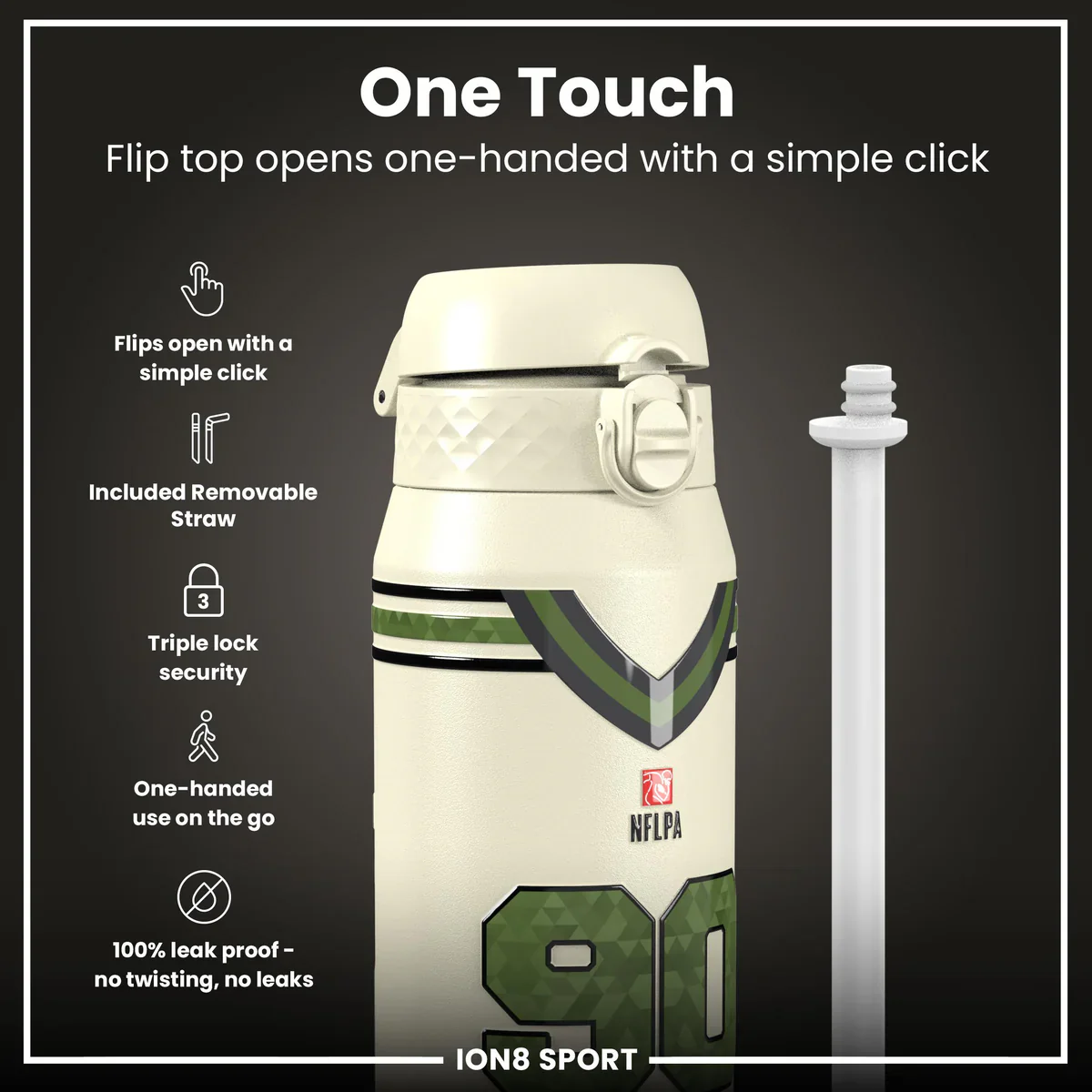 NFL x ION8 - TJ Watt Insulated Water Bottle - 750ml - Image 3